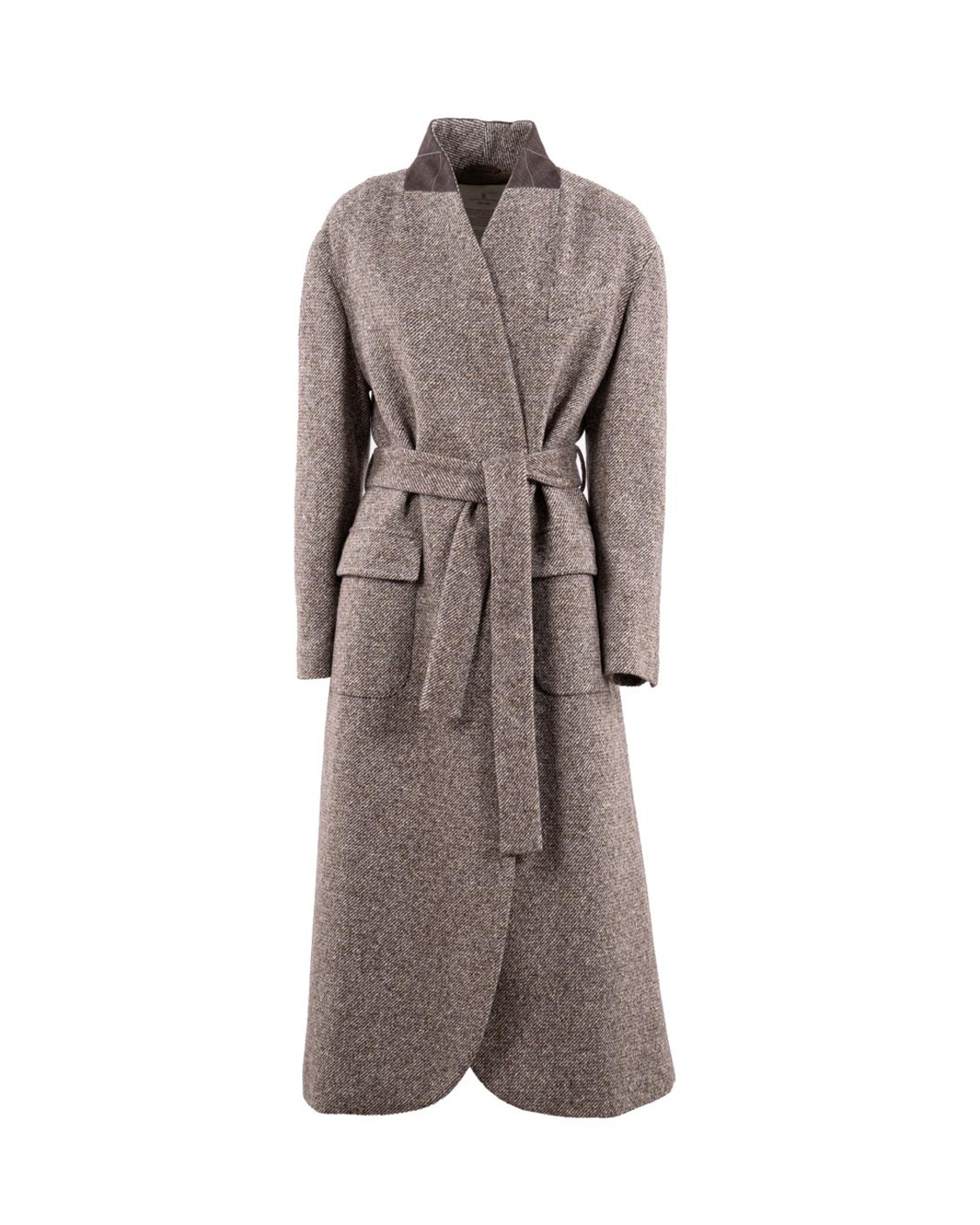 shop BRUNELLO CUCINELLI  Cappotto: Brunello Cucinelli cappotto in diagonale mélange di lana vergine e seta.
Cintura da annodare removibile.
Fodera in crêpe misto seta.
Rever sciallato.
Taschino su petto.
Tasche basse.
Polsini con bottoni.
Spacco singolo su retro.
Decorazione in monile Nickel-free.
Composizione: 73% LANA VERGINE, 22% SETA, 5% POLIAMMIDE.
Made in Italy.. MG5319932-C6321 number 9188391